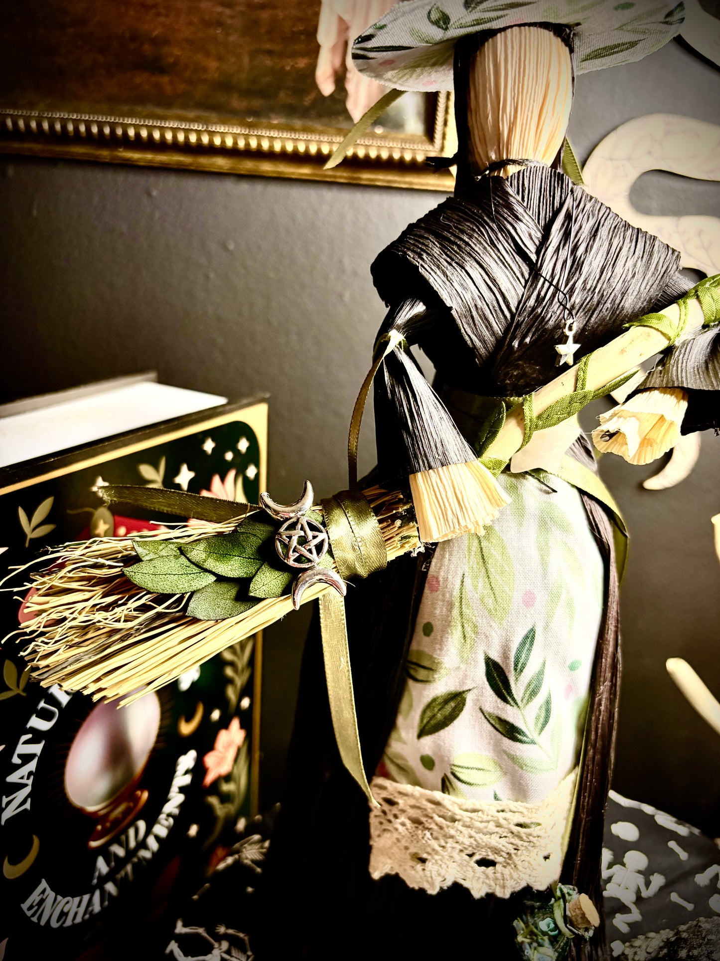 Kitchen Witch Corn Husk Doll – “Sage”