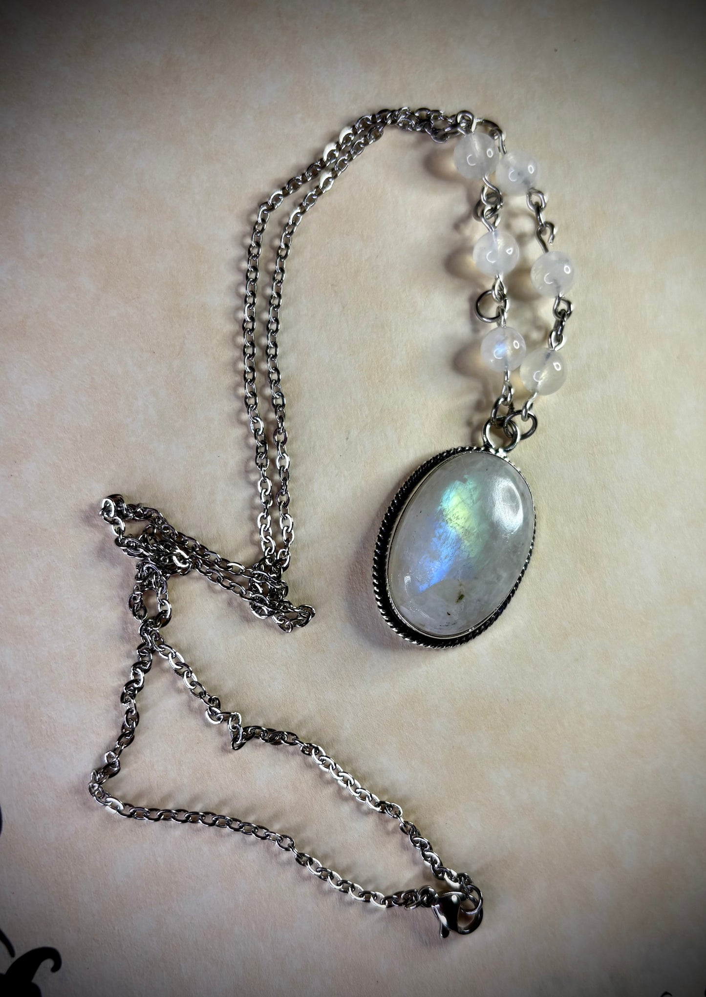 Rainbow Moonstone Oval Necklace 3