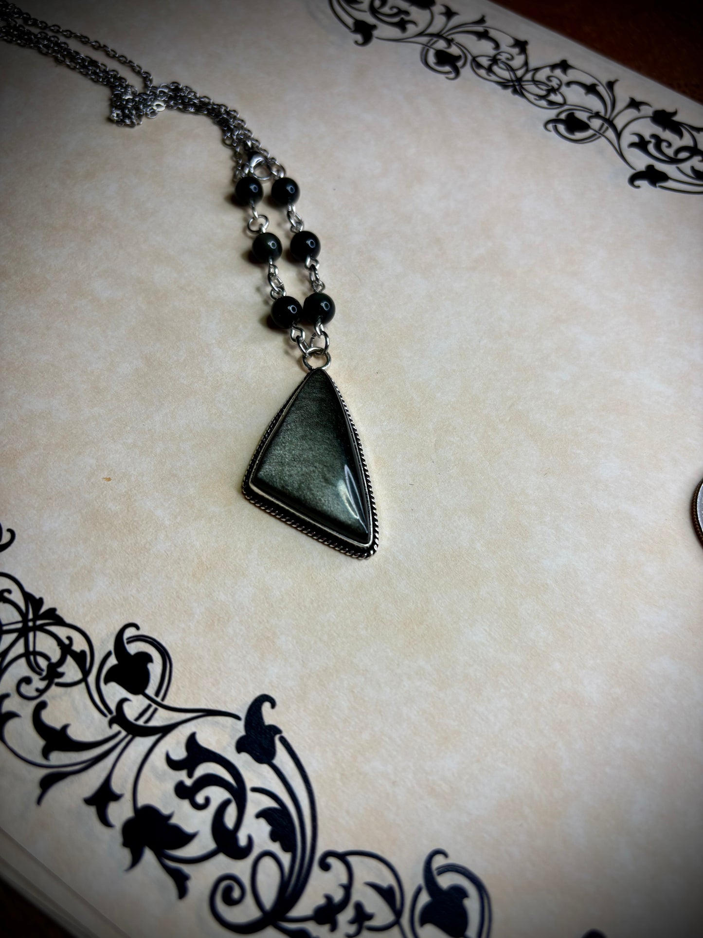Silver Sheen Obsidian Necklace