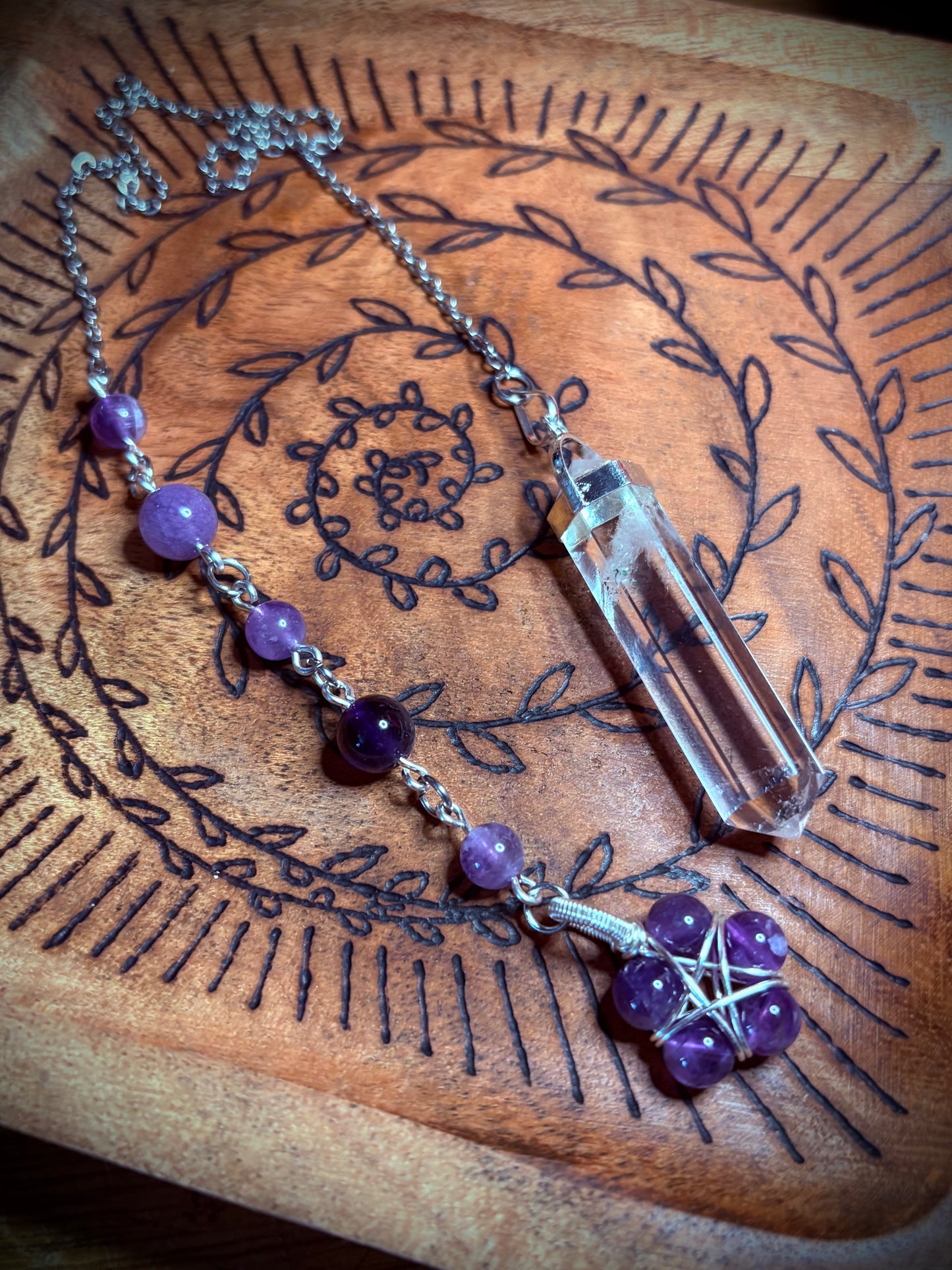 Burnt Raven x Magick Duke Quartz & Amethyst Pendulum