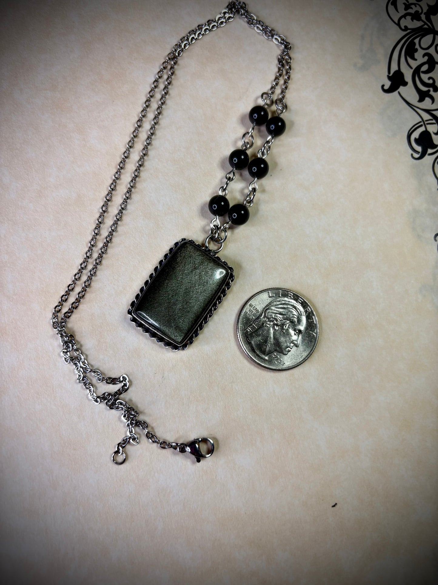 Silver Sheen Obsidian Necklace rectangle