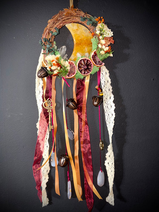 Sunlit Blood Moon Witch Bell Wreath