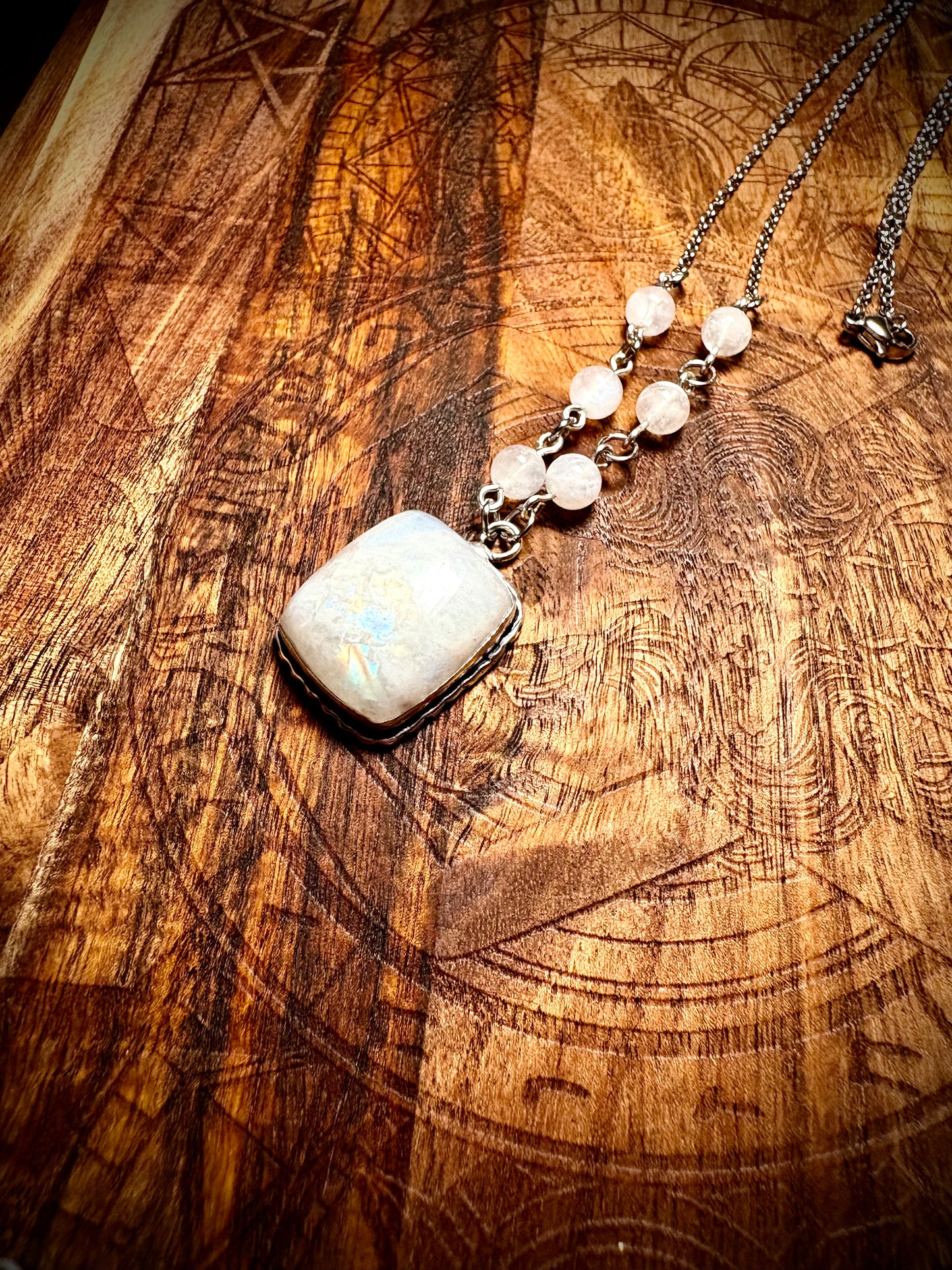 Soft Glow Moonstone Square Necklace