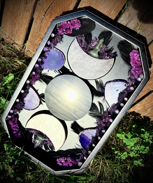 Raven Veil Triple Moon Scrying Mirror