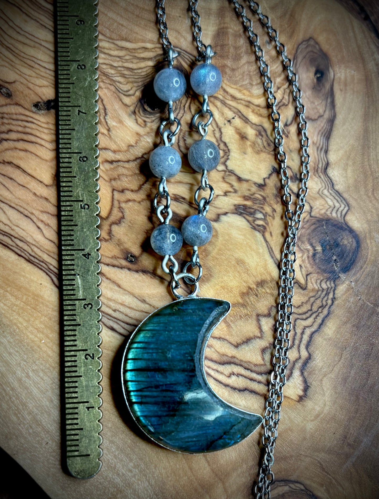 Labradorite Crescent Moon Necklace 4