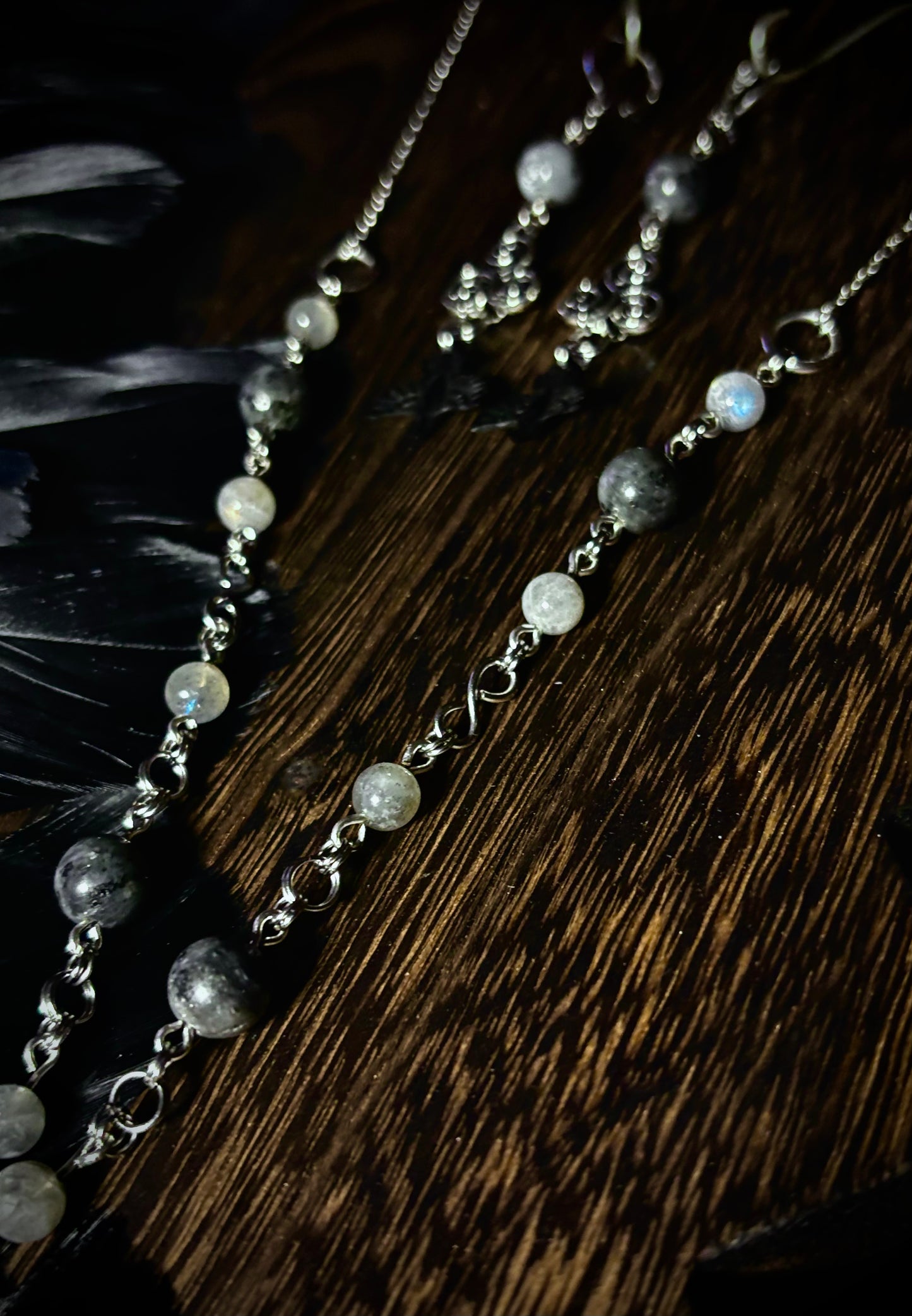 PRE-ORDER — Morrígan Raven Necklace only Hand-Looped Stainless Steel