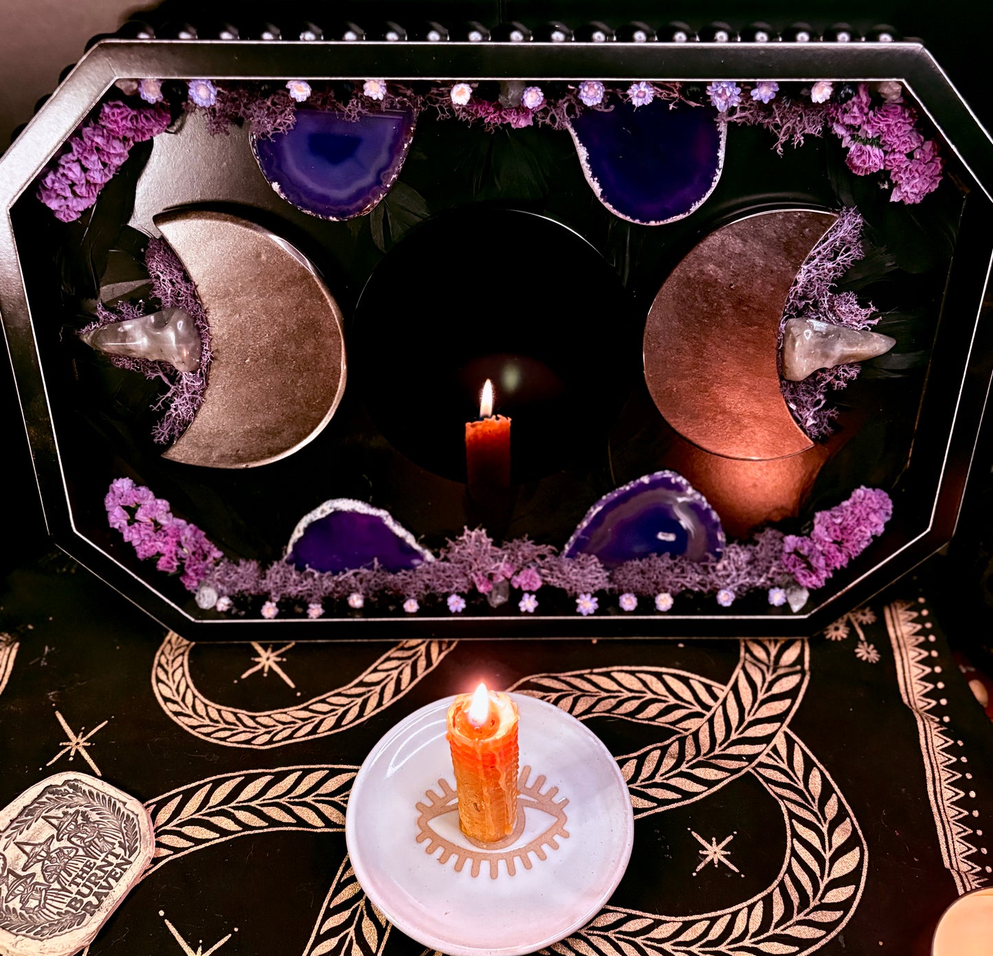 Raven Veil Triple Moon Scrying Mirror