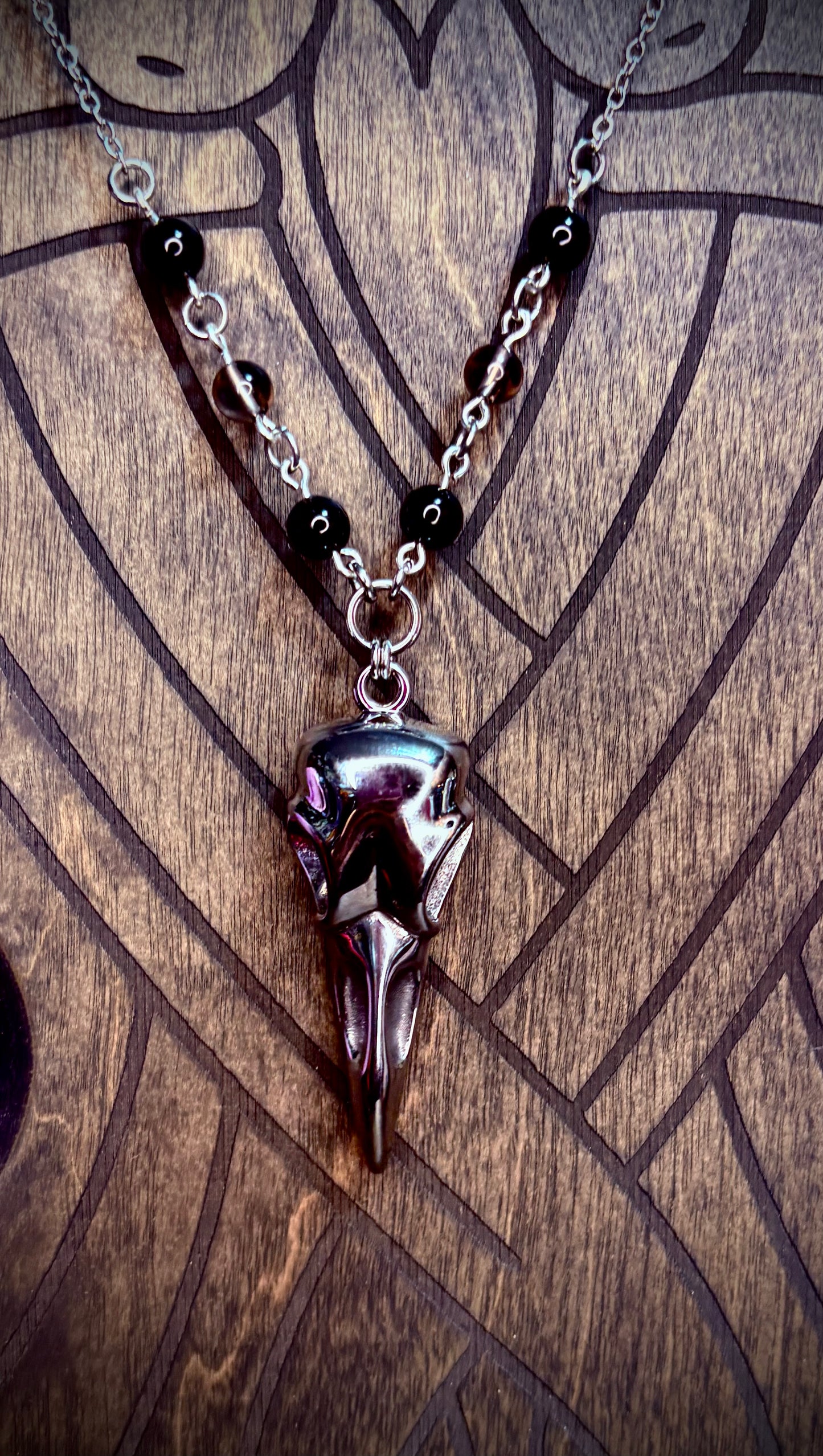 Midnight Raven Skull Necklace