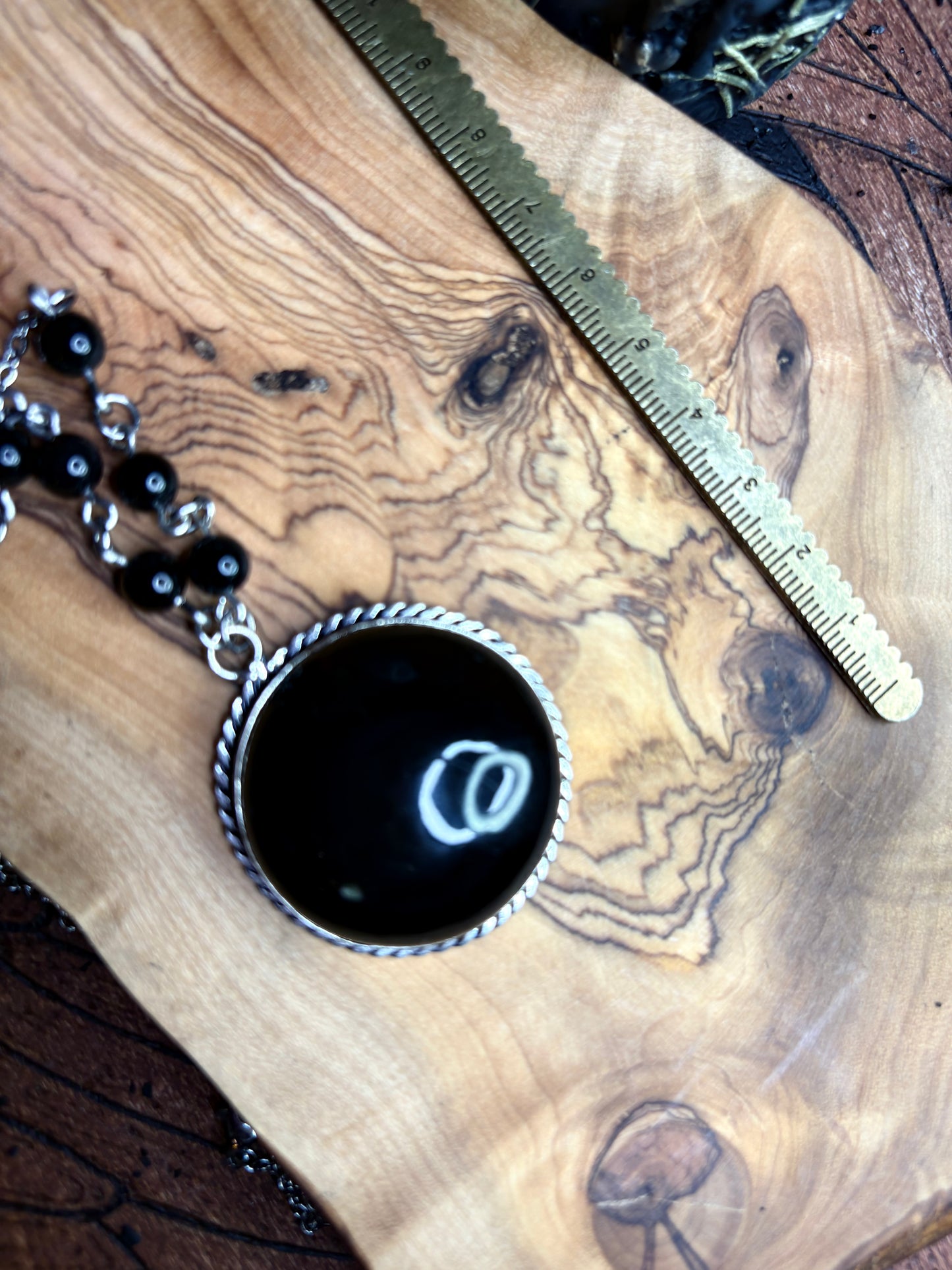 Large Round Rainbow Obsidian Necklace