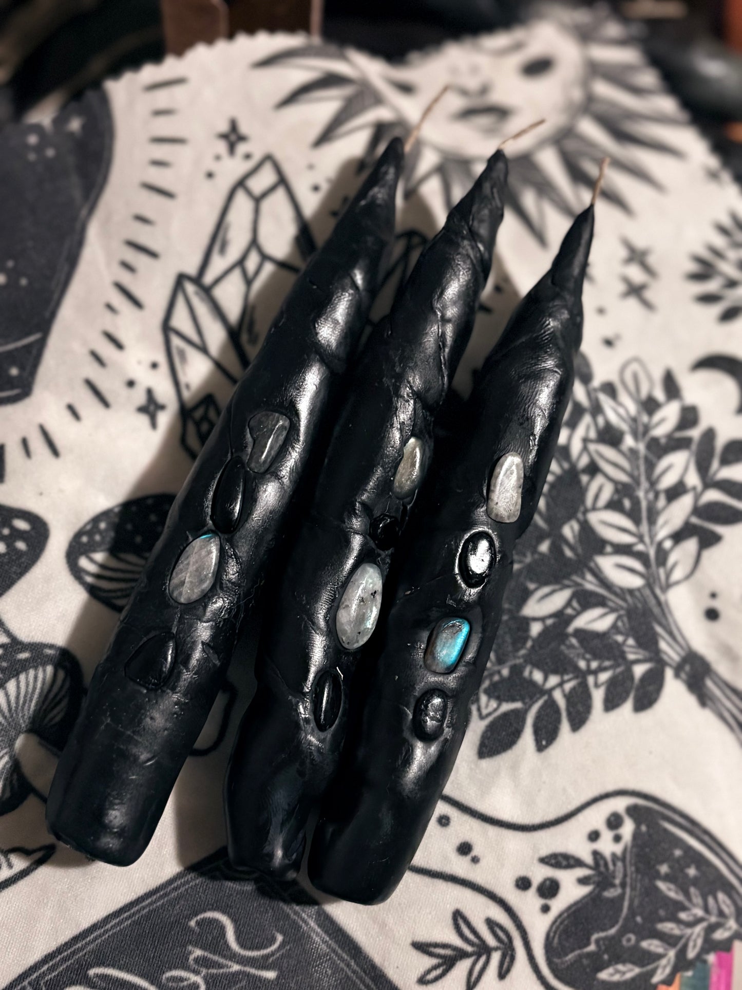 The Burnt Raven — Hand-Rolled Protection Intention Candles (Set of 3)