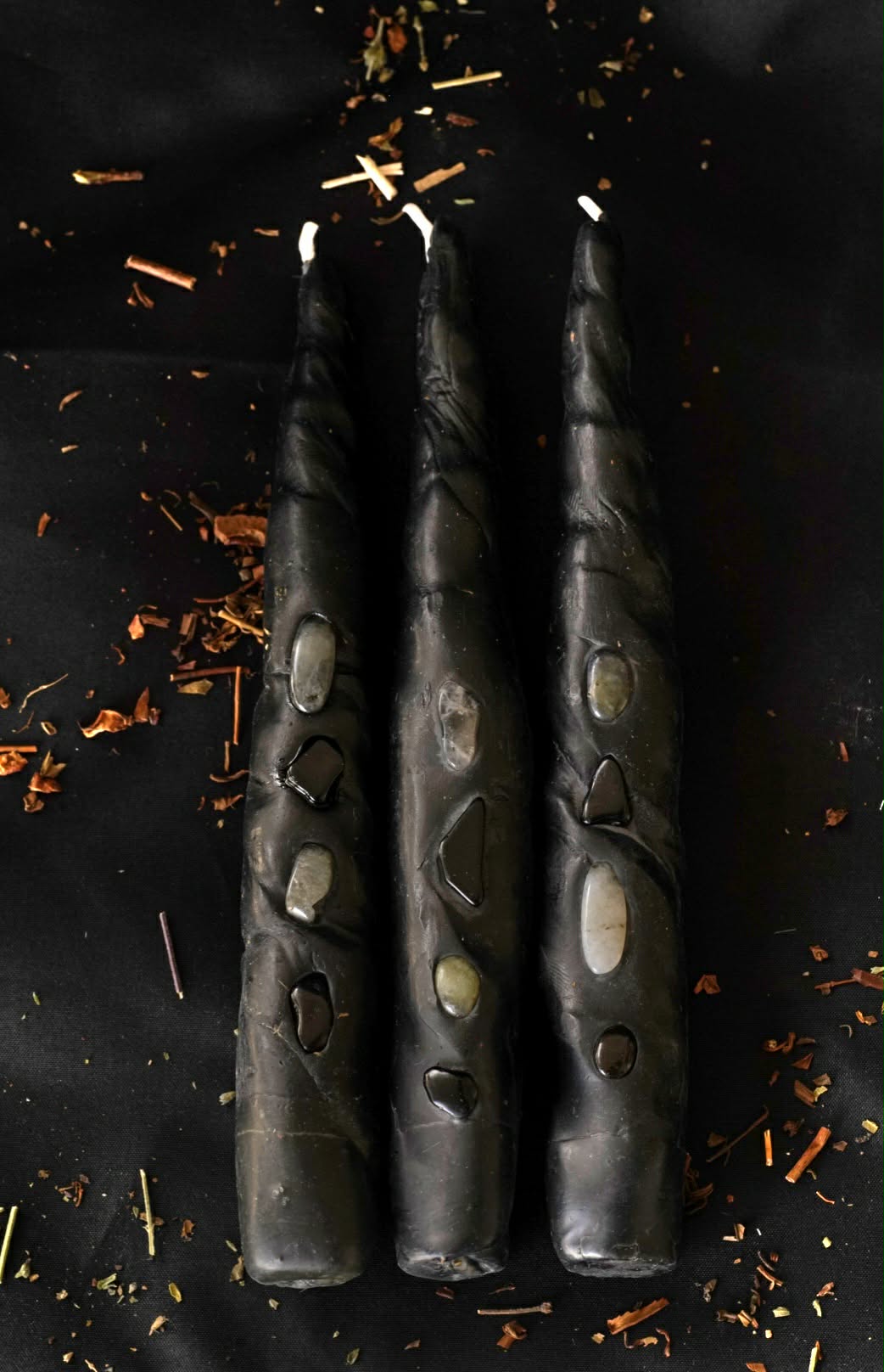 The Burnt Raven — Hand-Rolled Protection Intention Candles (Set of 3)