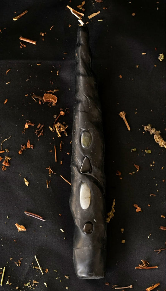 The Burnt Raven — Hand-Rolled Protection Intention Candle (Single)
