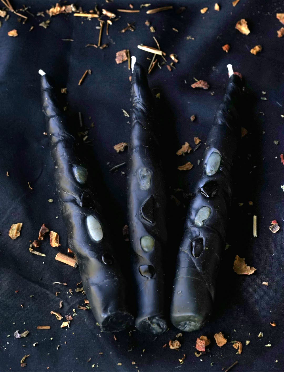 The Burnt Raven — Hand-Rolled Protection Intention Candles (Set of 3)