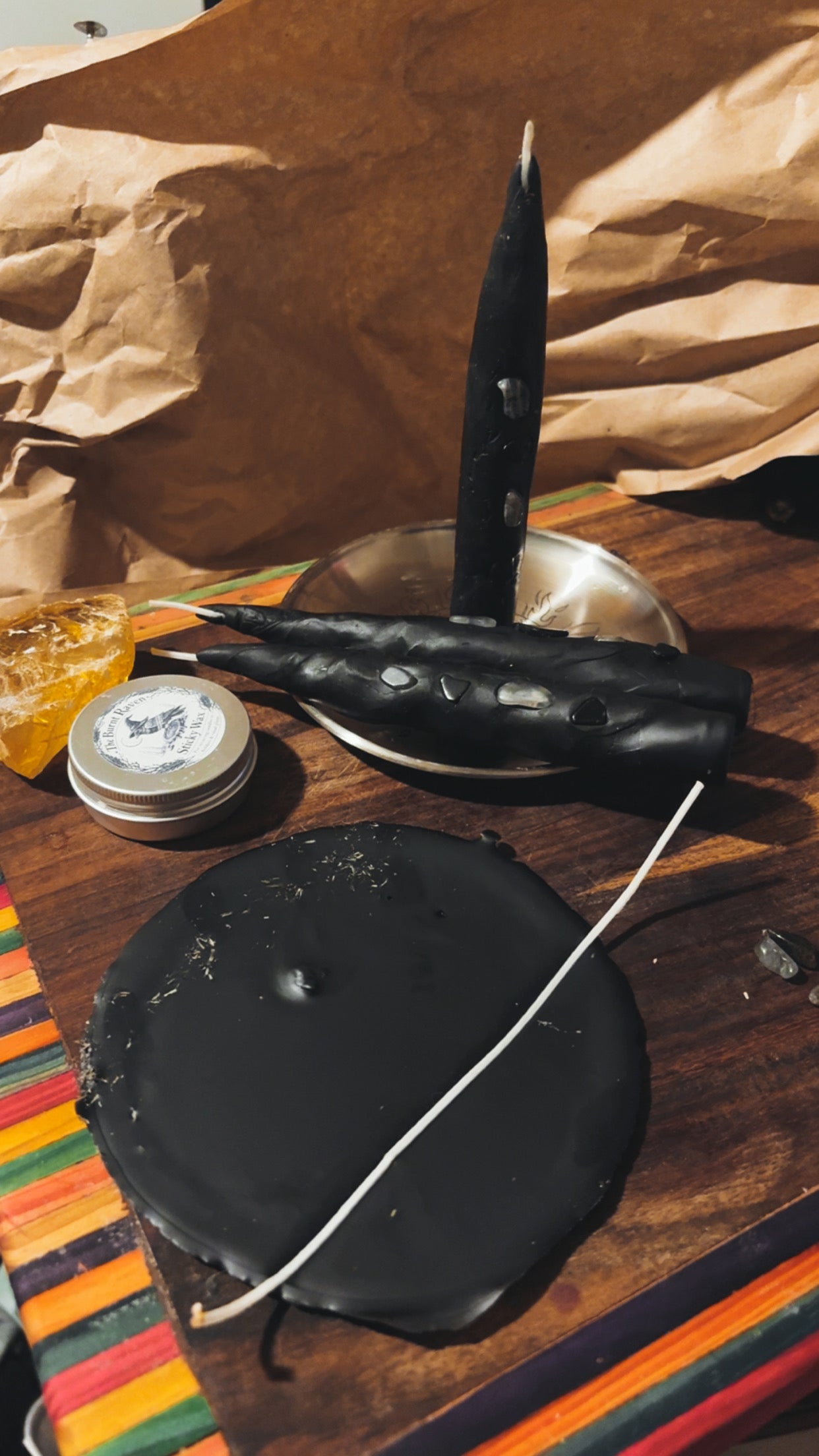 The Burnt Raven — Hand-Rolled Protection Intention Candle (Single)