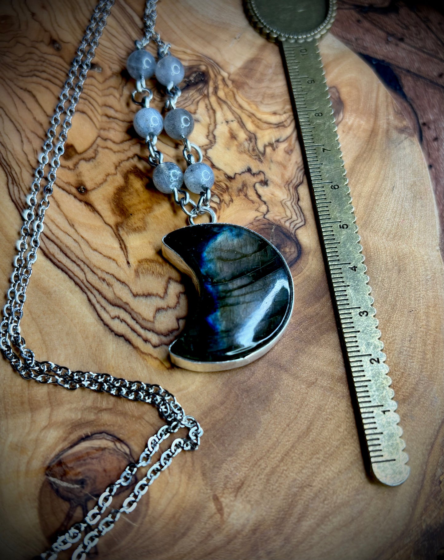 Labradorite Crescent Moon Necklace 2
