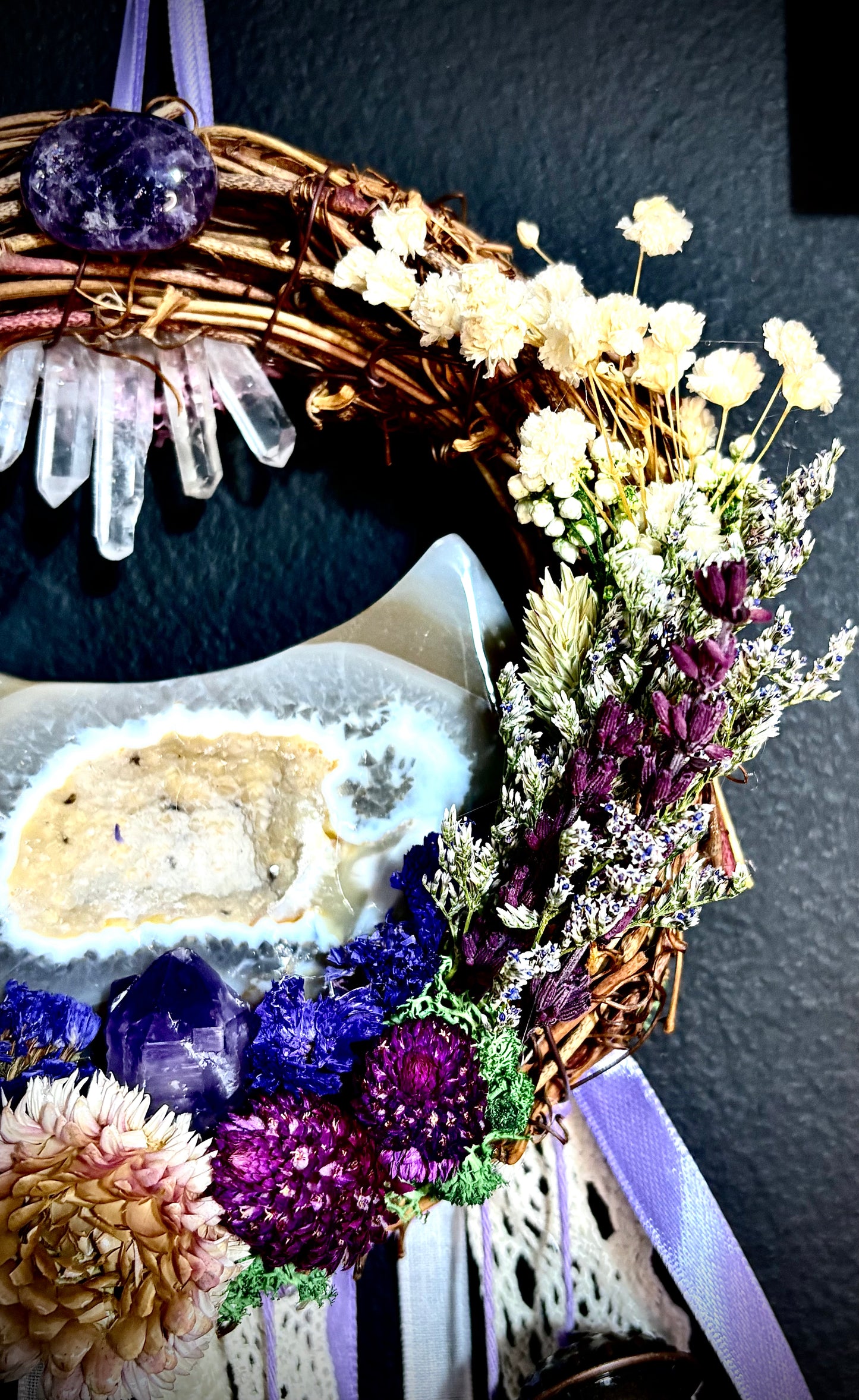 Lavender Moonward Witch Bell Wreath