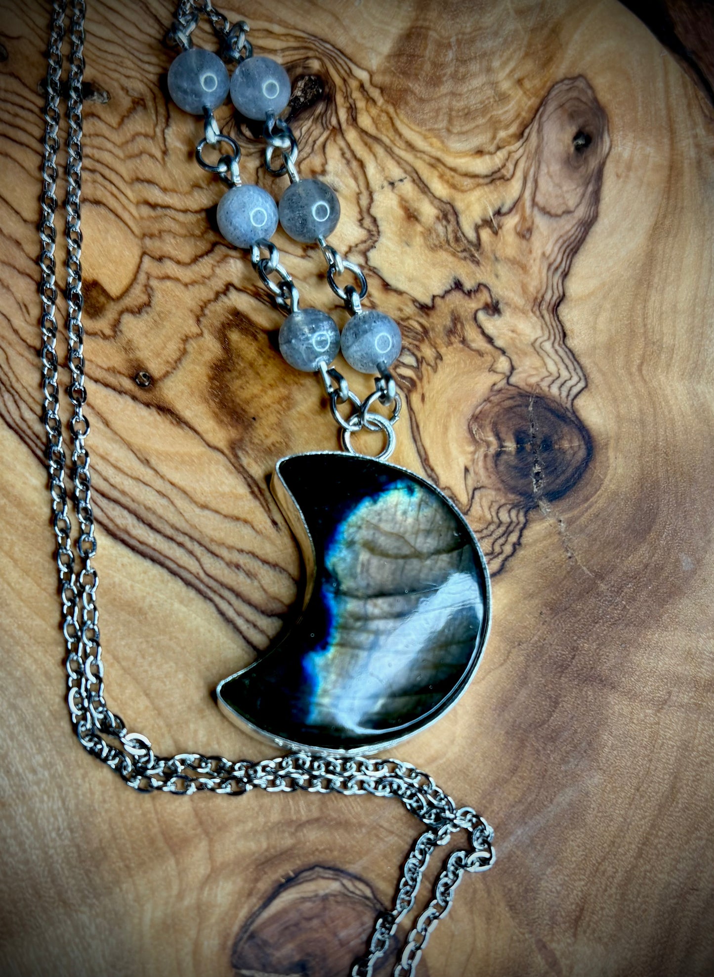 Labradorite Crescent Moon Necklace 2