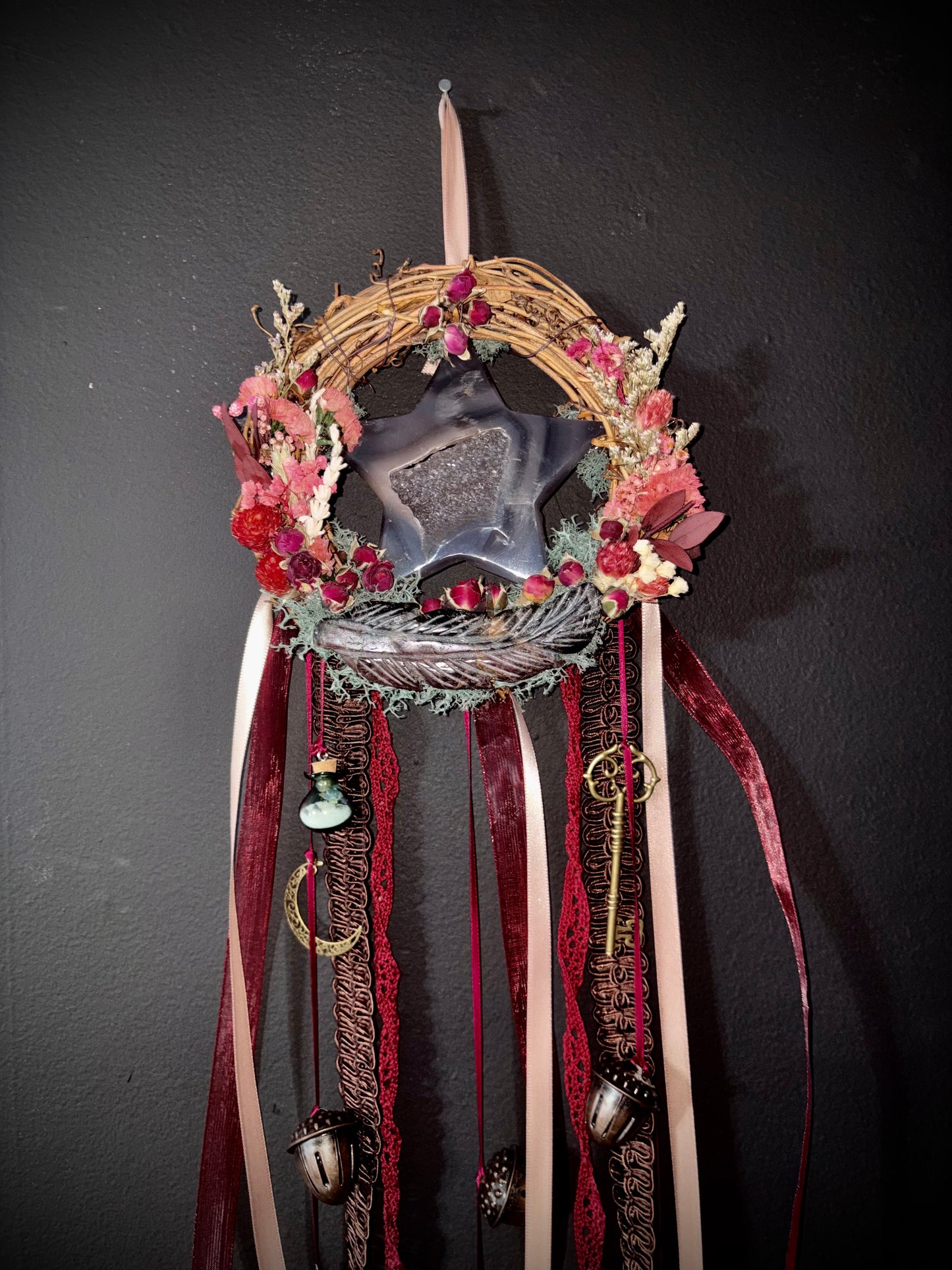 Rose Pentacle Witchbell Wreath