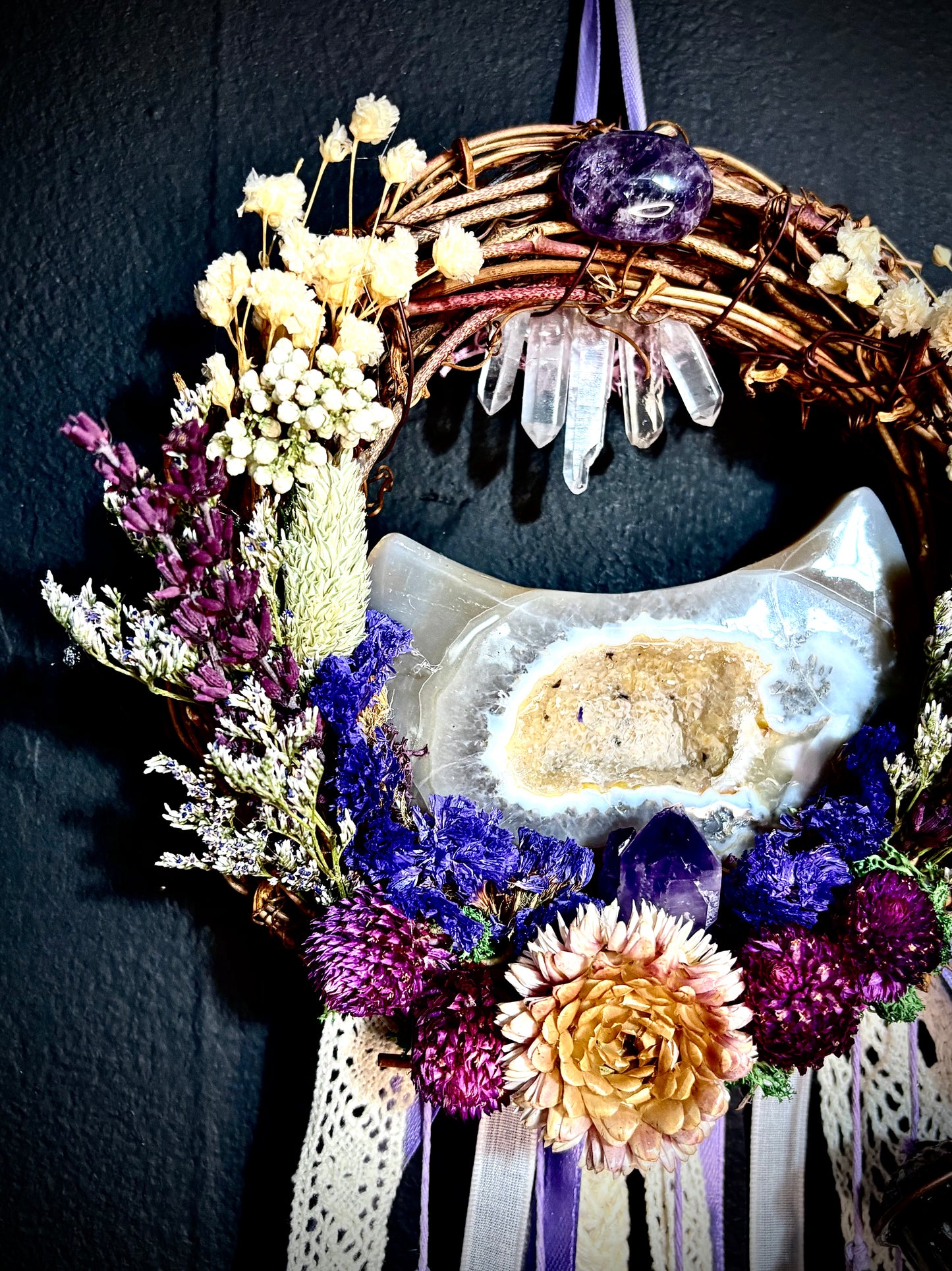 Lavender Moonward Witch Bell Wreath