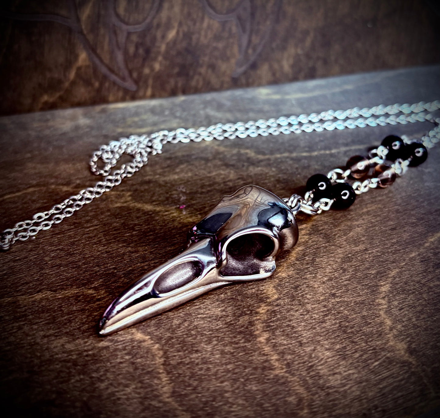 Midnight Raven Skull Necklace