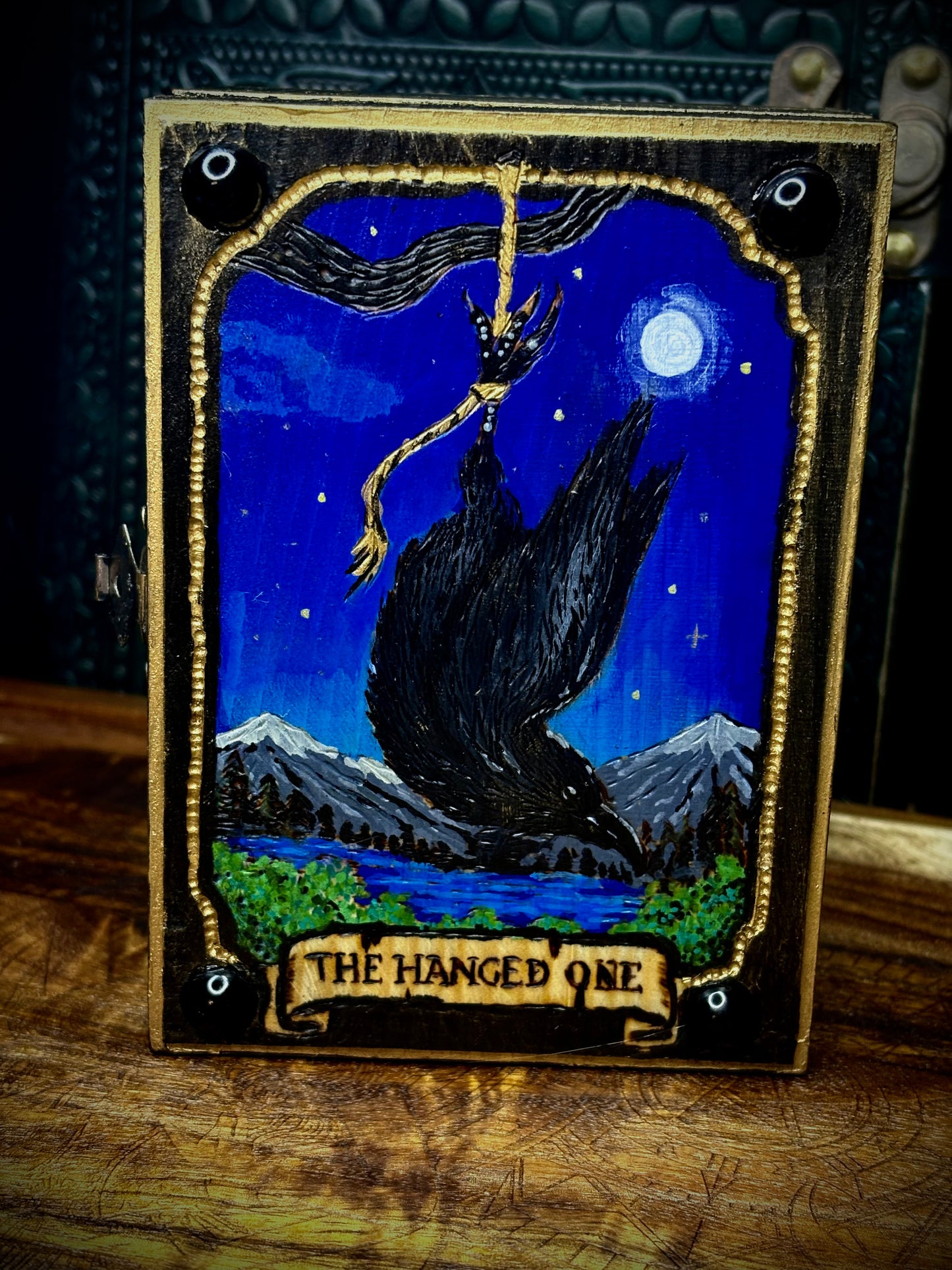 The Hanged One — Hand-Painted Tarot Card Box (Original Design)