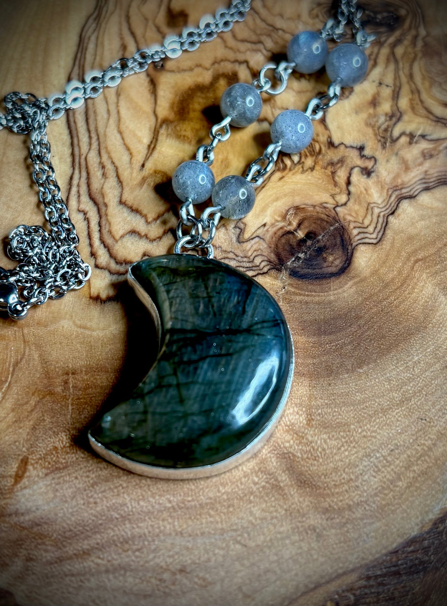 Labradorite Crescent Moon Necklace 3