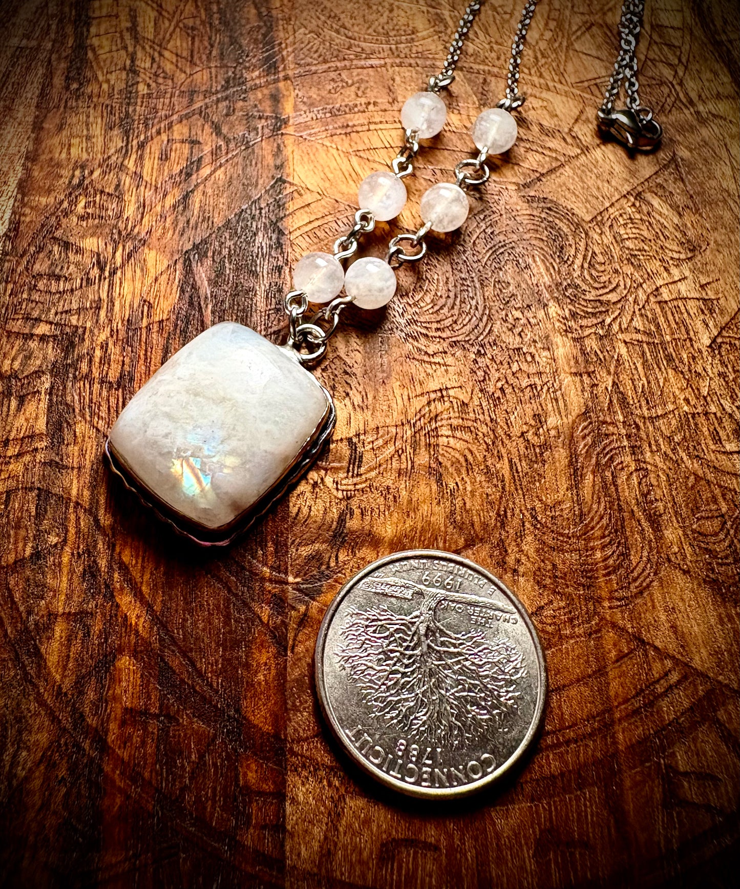 Soft Glow Moonstone Square Necklace