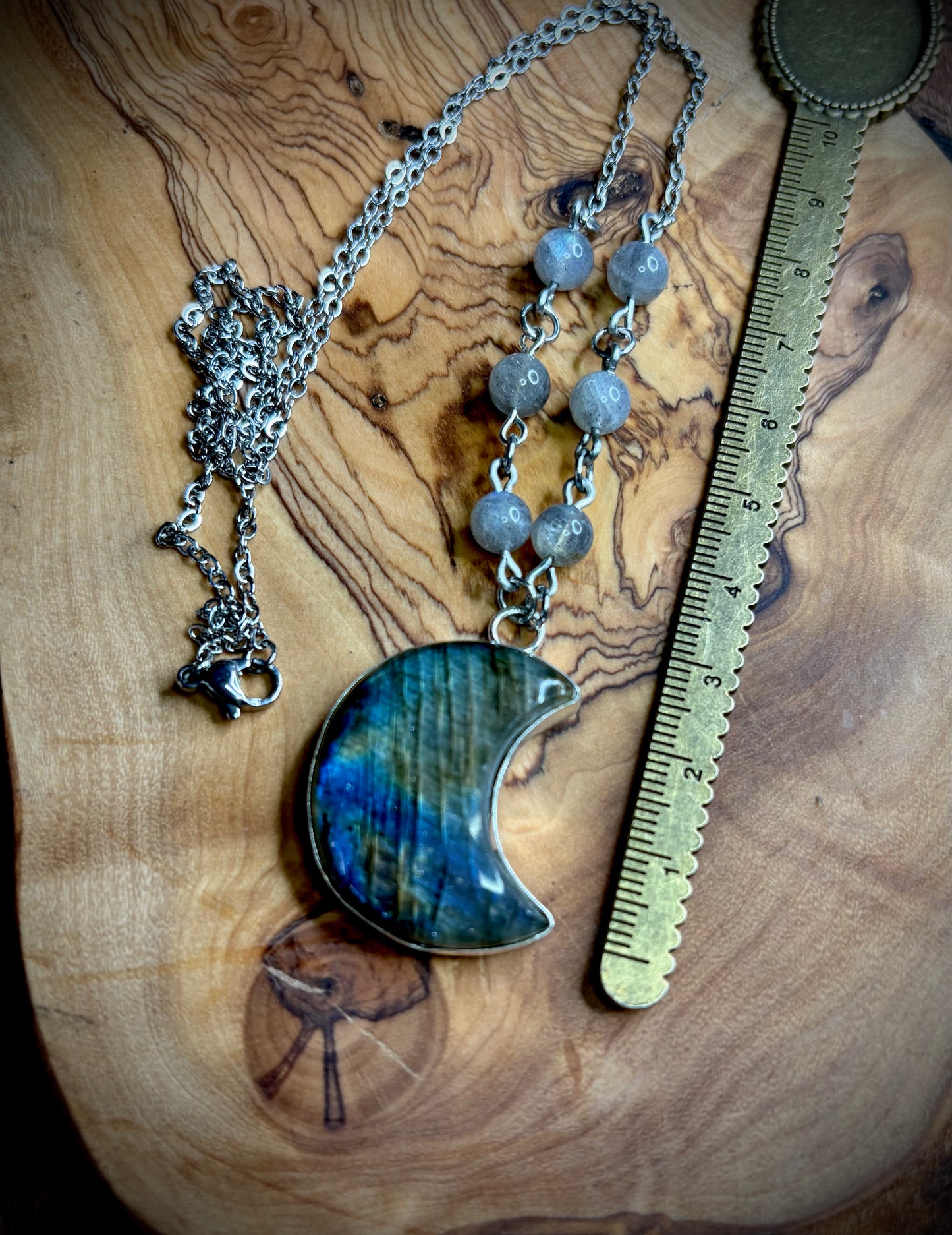 Labradorite Crescent Moon Necklace 5