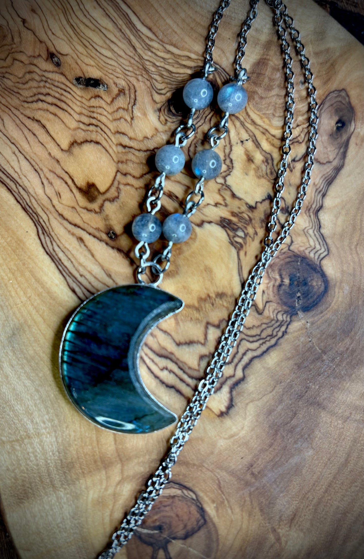 Labradorite Crescent Moon Necklace 4