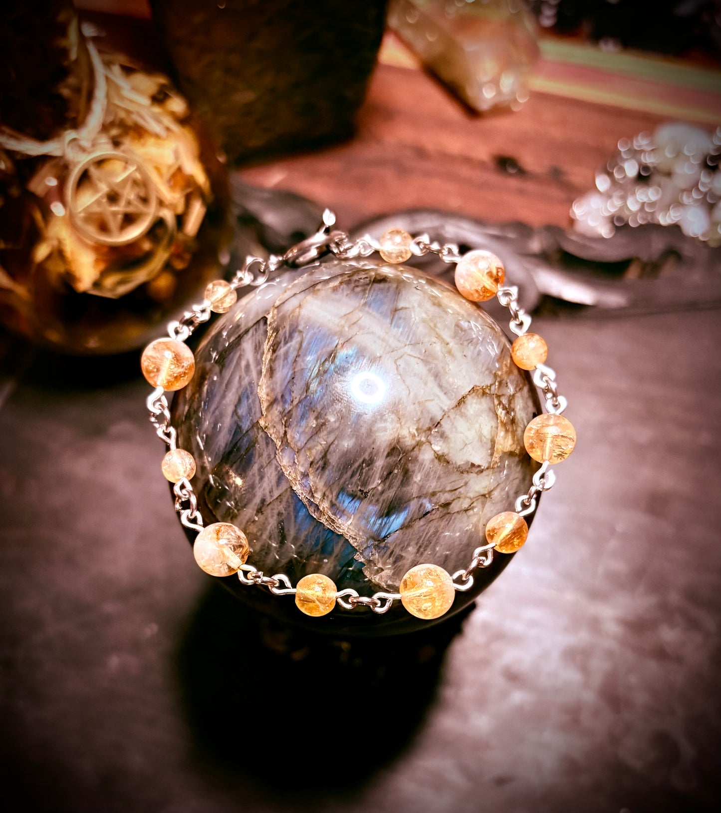 Sunfire Citrine Bracelet — 7.5” Stainless Steel Toggle