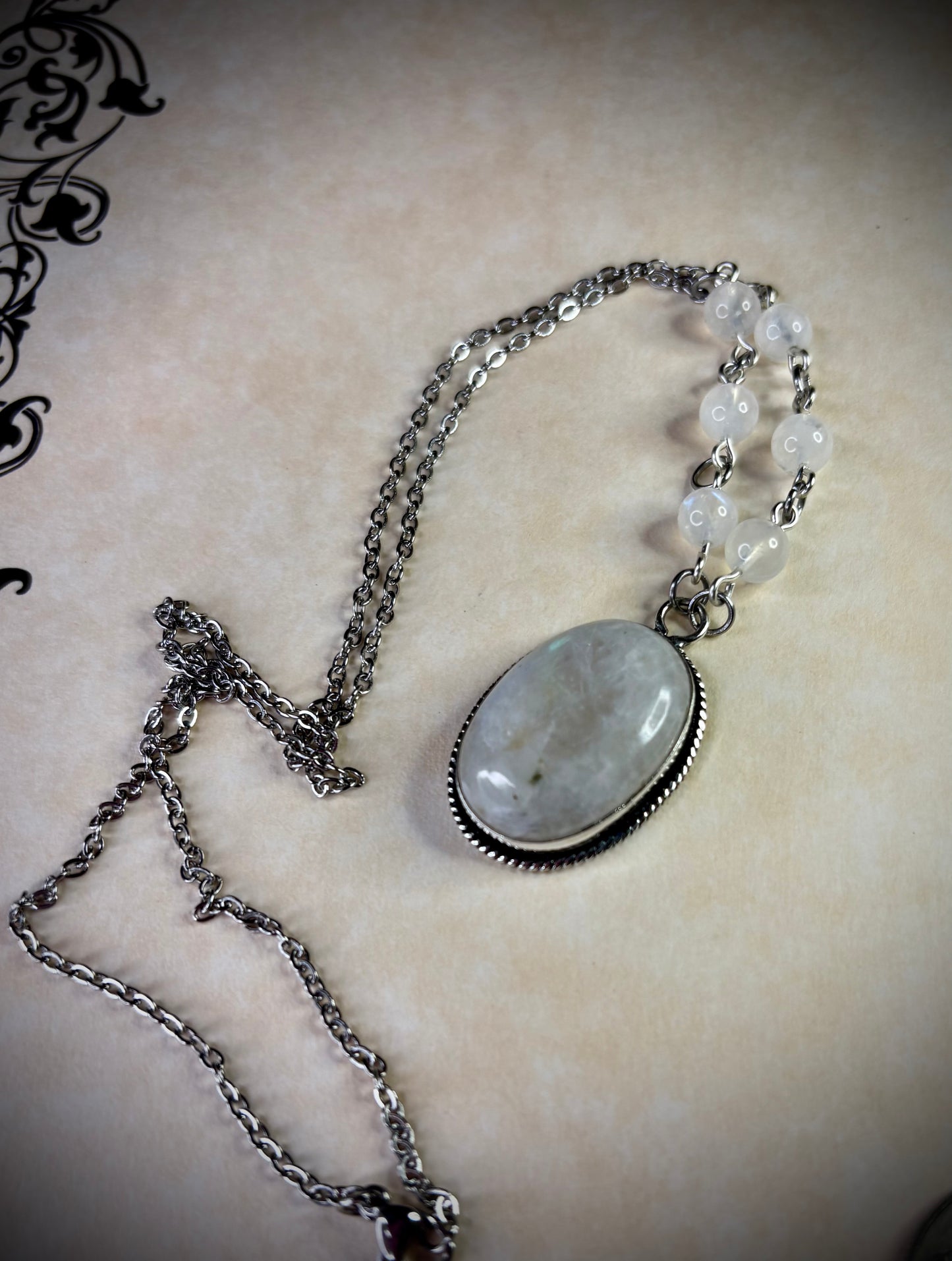 Rainbow Moonstone Oval Necklace 3