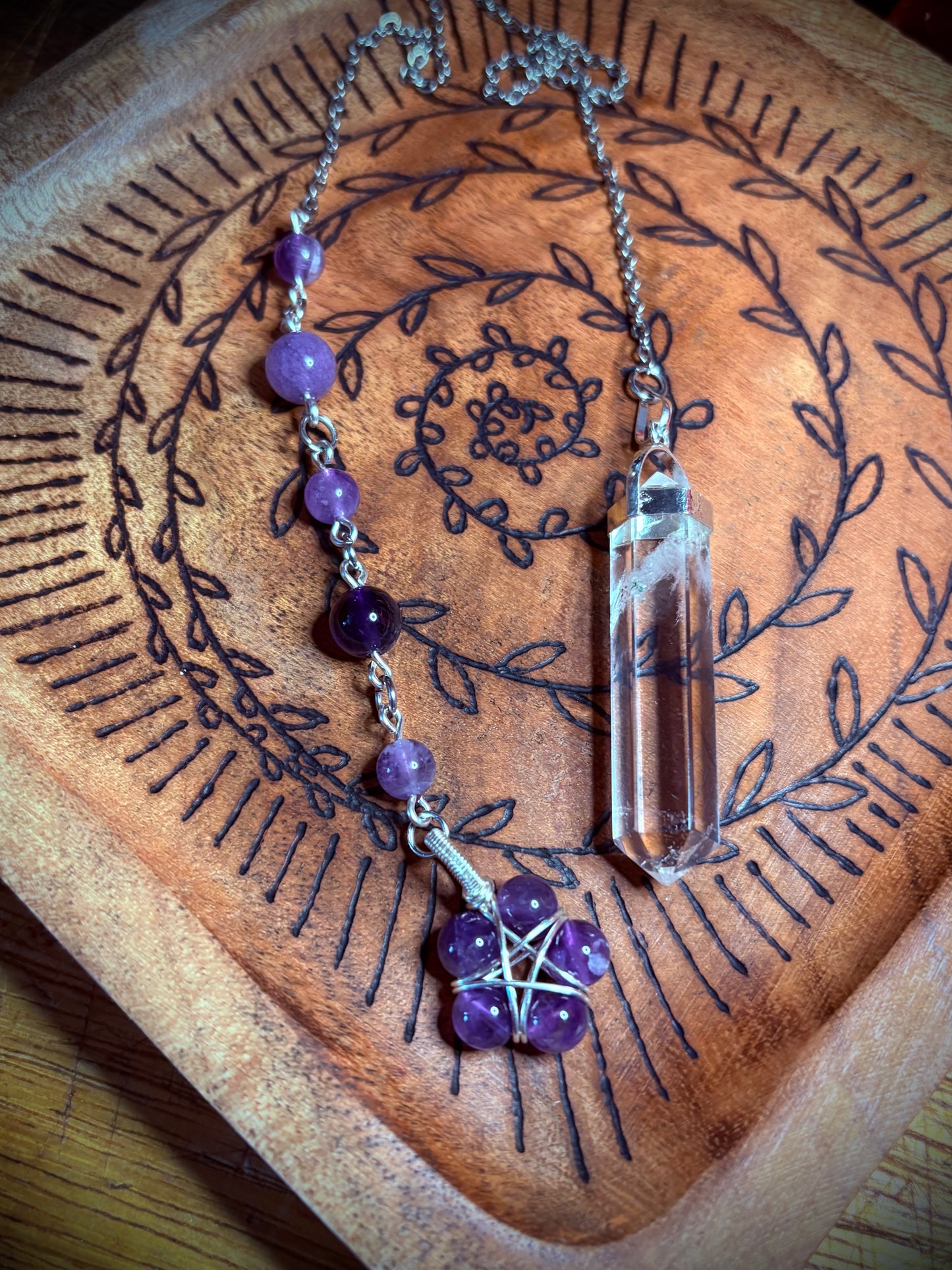 Burnt Raven x Magick Duke Quartz & Amethyst Pendulum