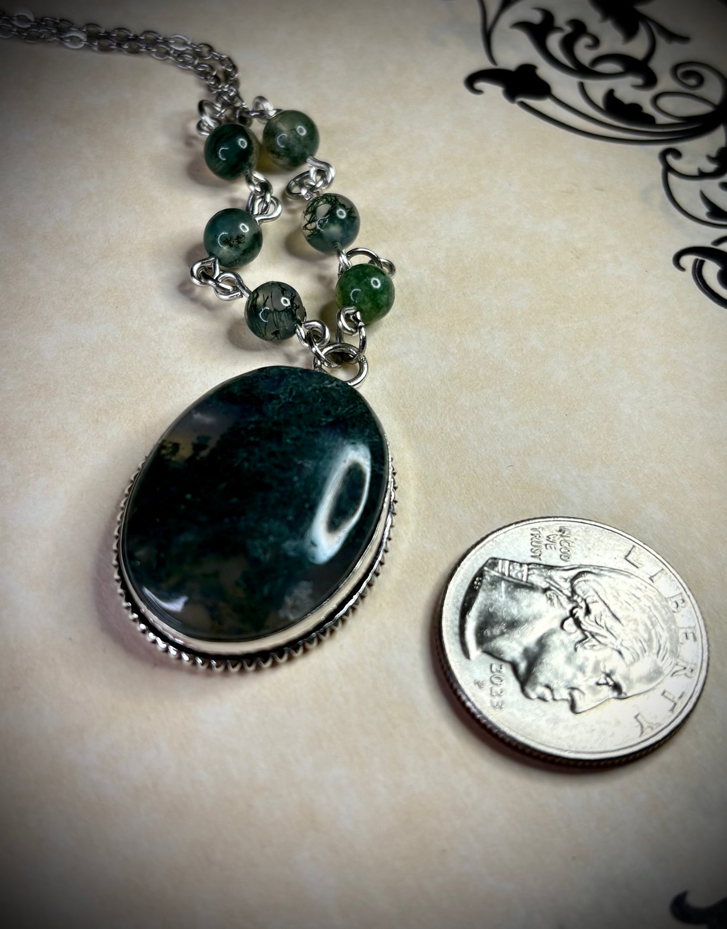 Moss Agate Oval Necklace