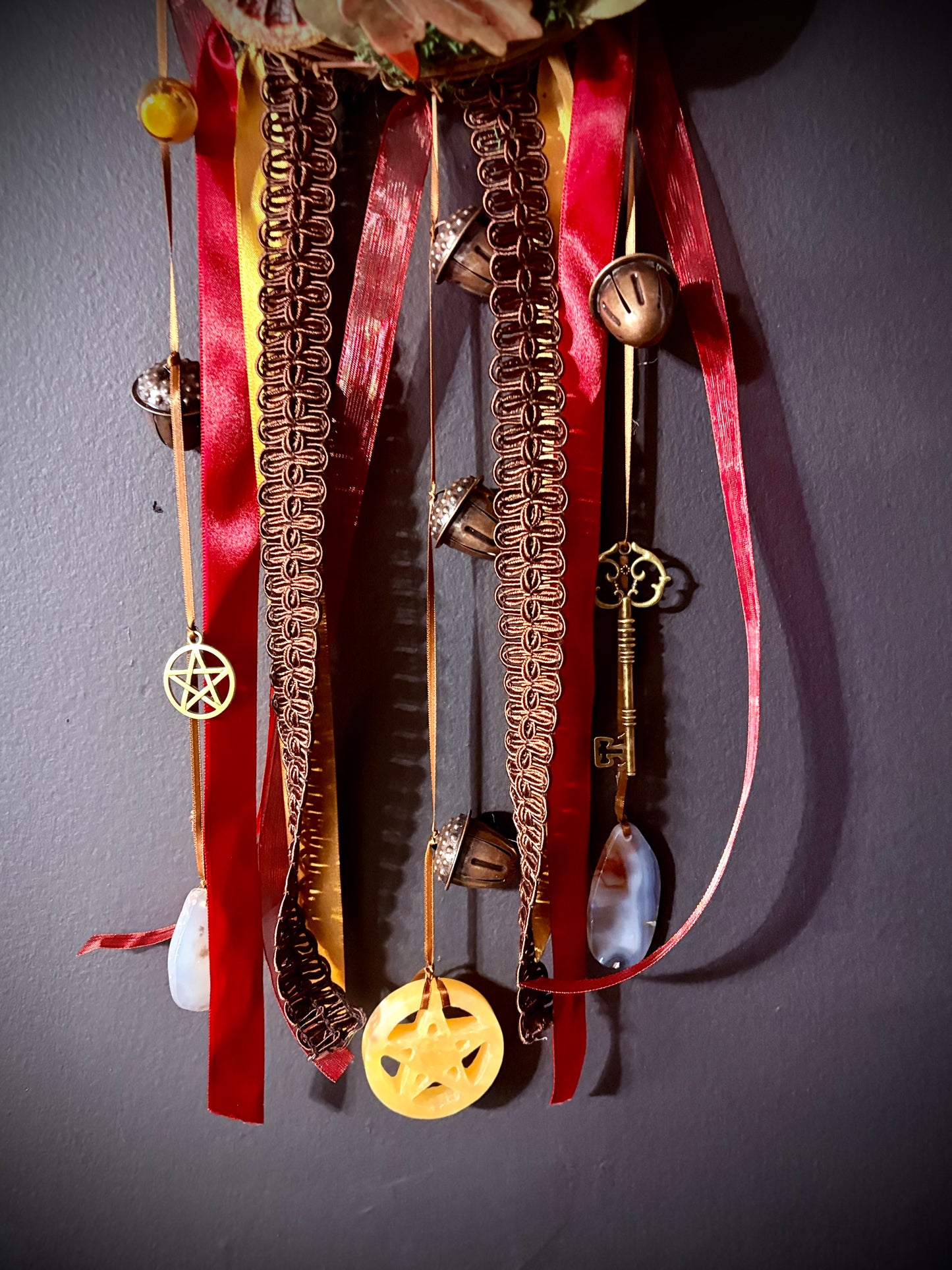 Golden Orchard Moon Witch Bell Wreath