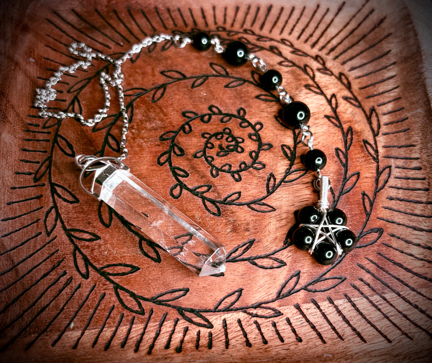 Burnt Raven x Magick Duke Quartz & Obsidian Pendulum
