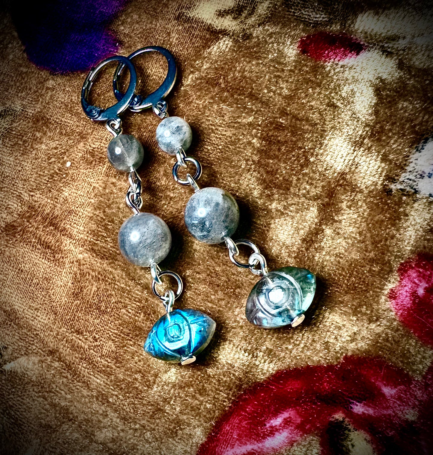 The evil eye  Labradorite Earrings