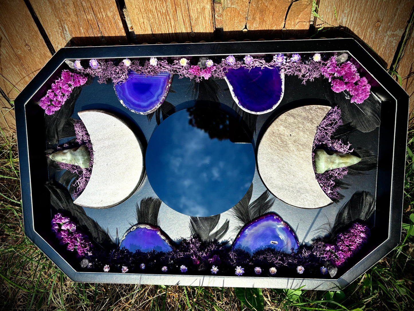 Raven Veil Triple Moon Scrying Mirror