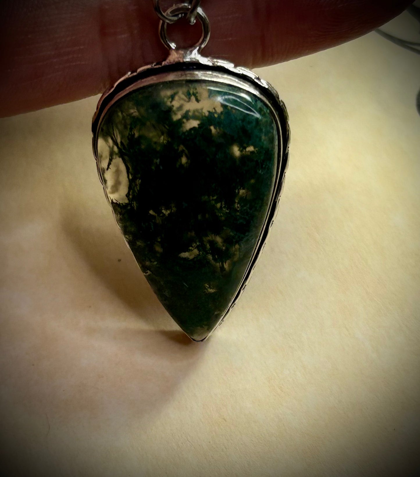 Moss Agate Teardrop Necklace