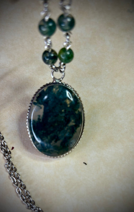 Moss Agate Oval Necklace