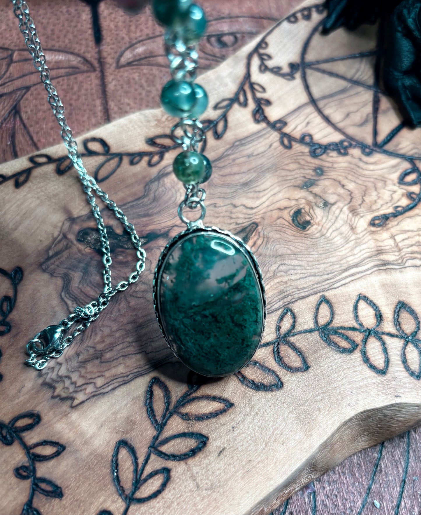 Moss Agate Oval Necklace