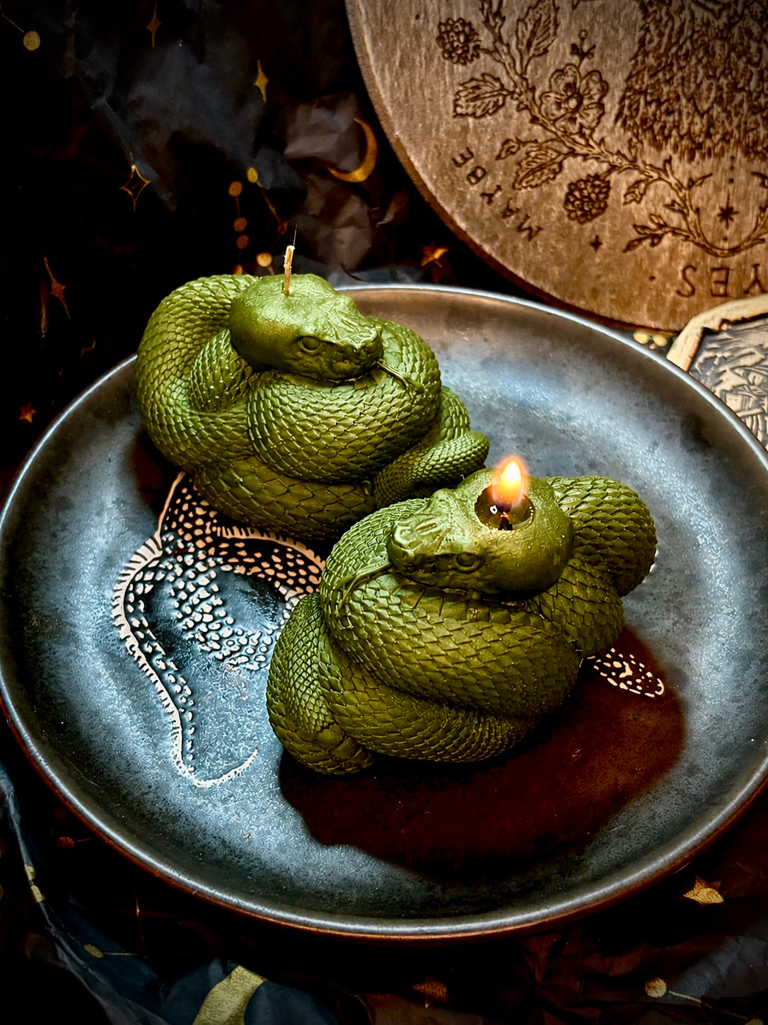 Green Serpent Beeswax Candle