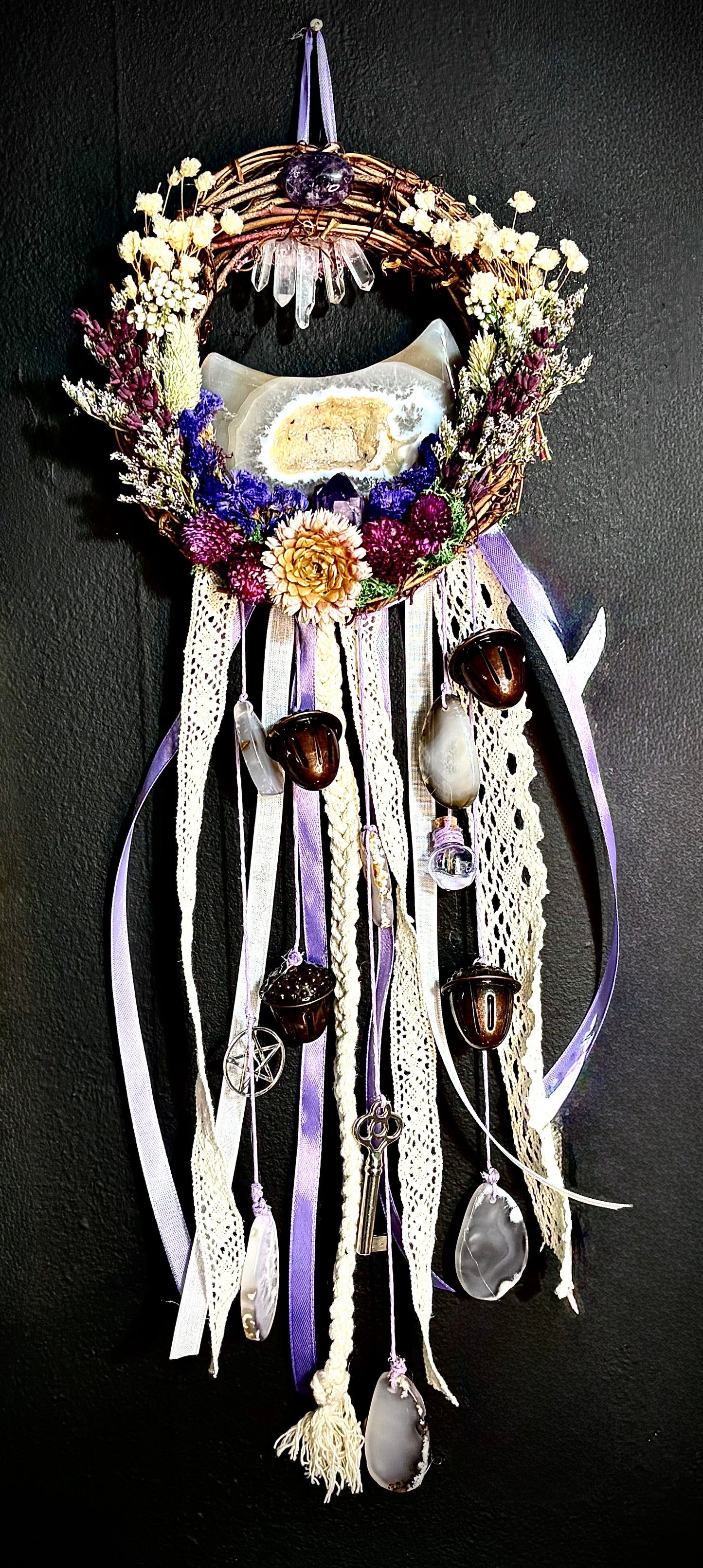 Lavender Moonward Witch Bell Wreath