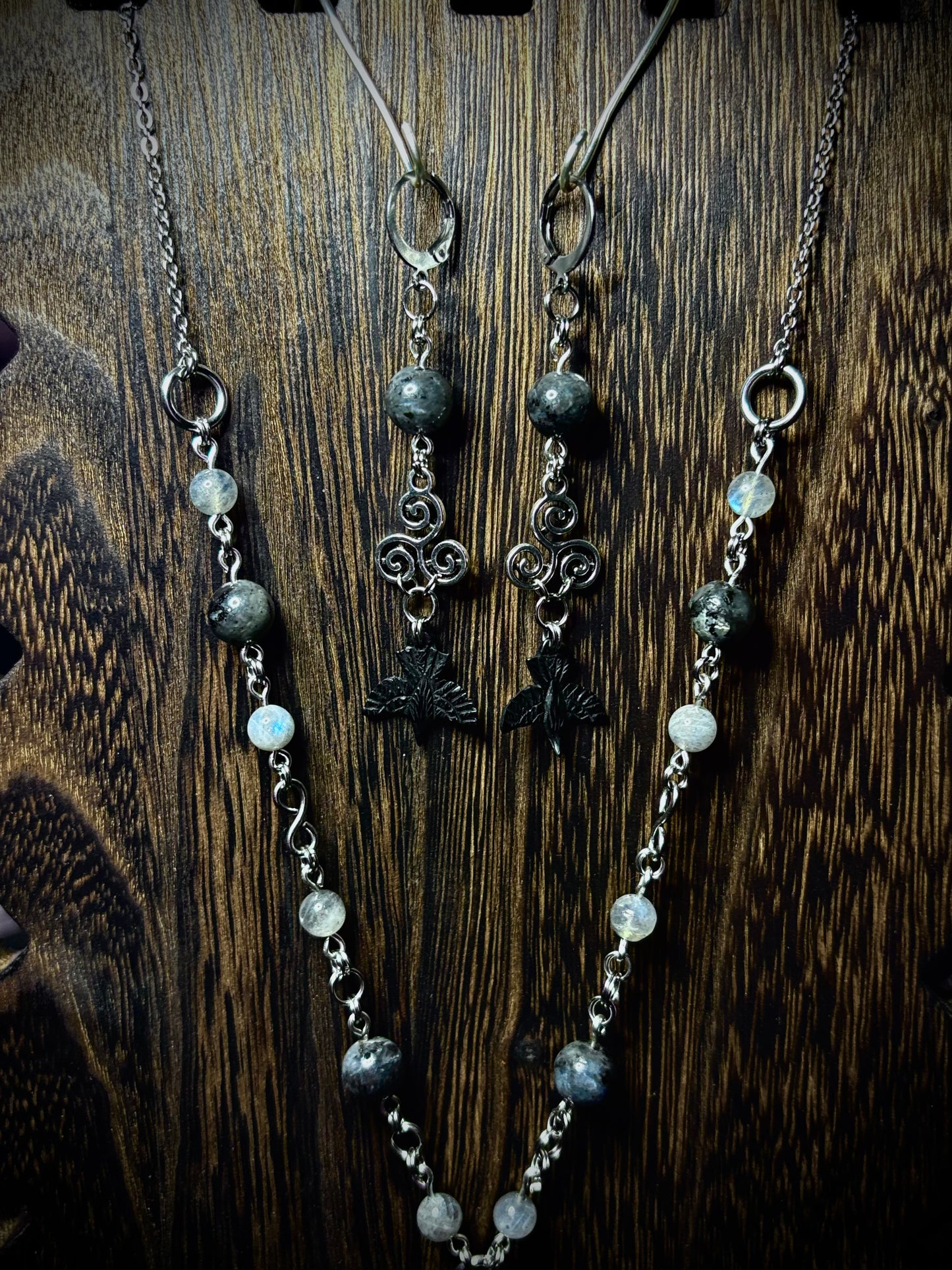 PRE ORDER Morrígan Raven — Necklace & Earring Set (Hand-Looped Stainless Steel)