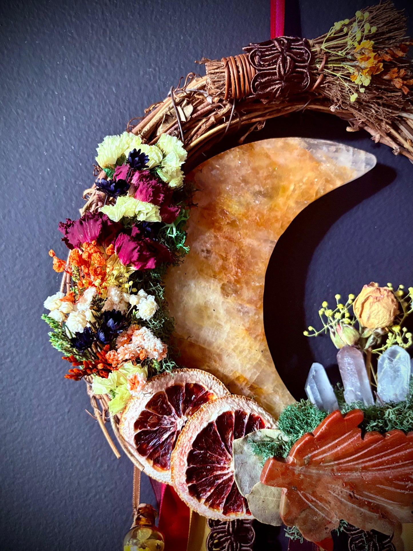 Golden Orchard Moon Witch Bell Wreath