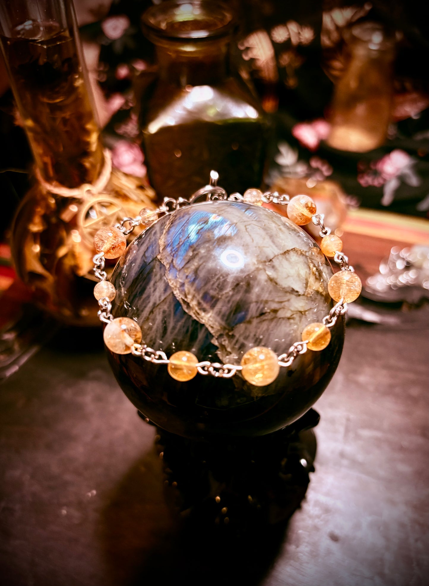 Sunfire Citrine Bracelet — 7.5” Stainless Steel Toggle