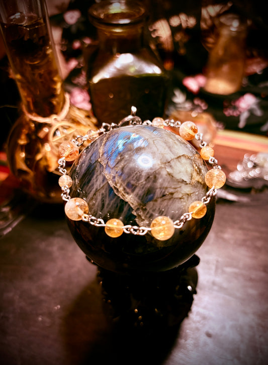 Sunfire Citrine Bracelet — 7.5” Stainless Steel Toggle