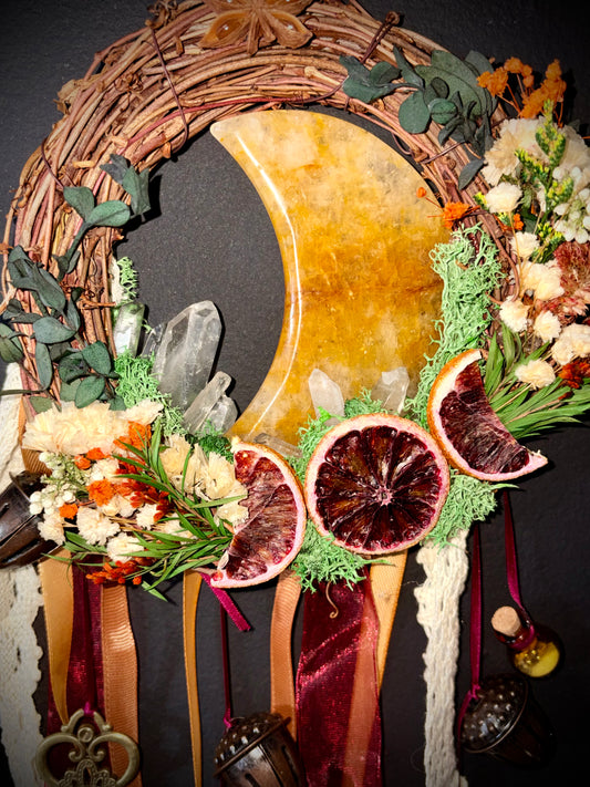 Sunlit Blood Moon Witch Bell Wreath