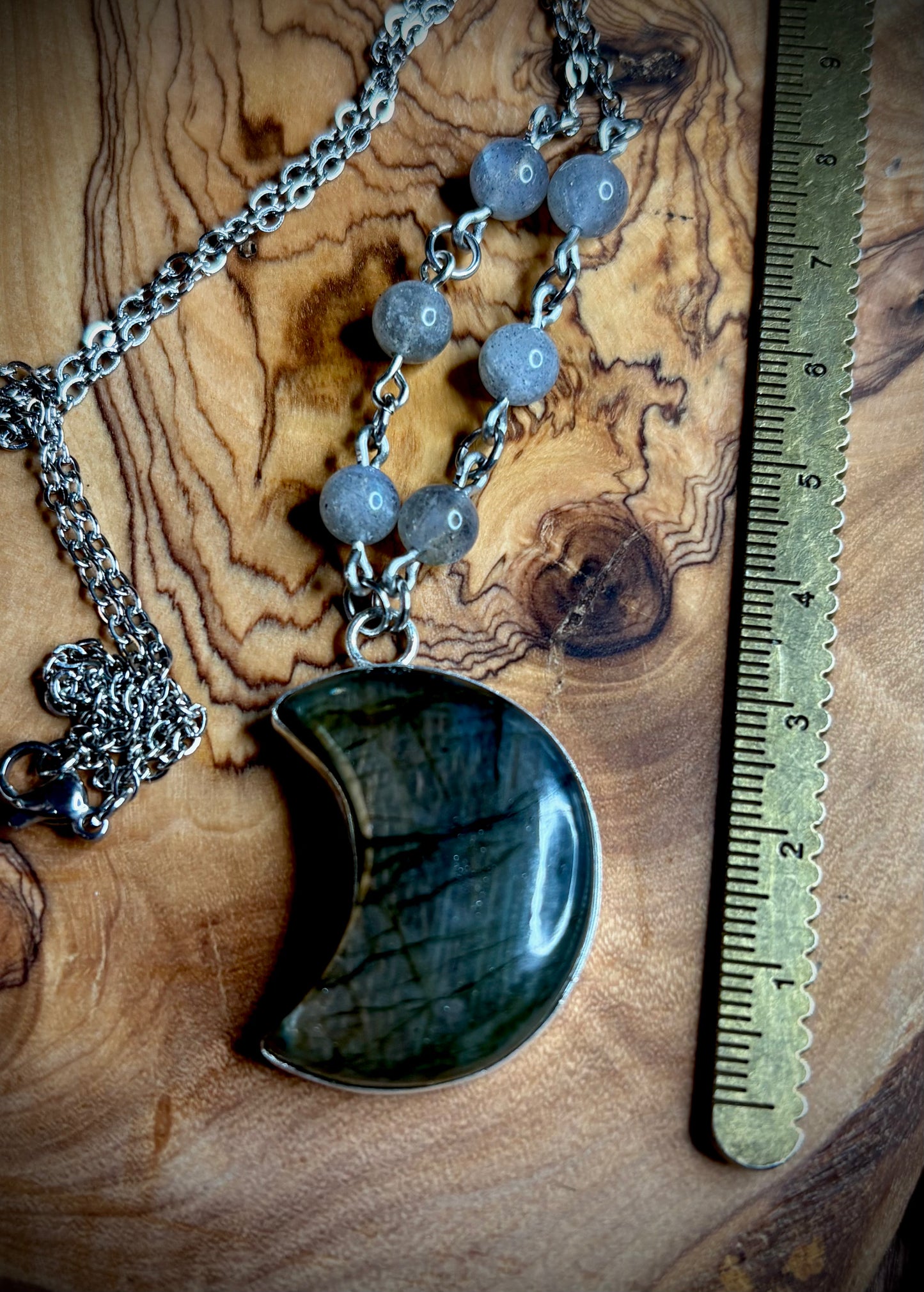 Labradorite Crescent Moon Necklace 3