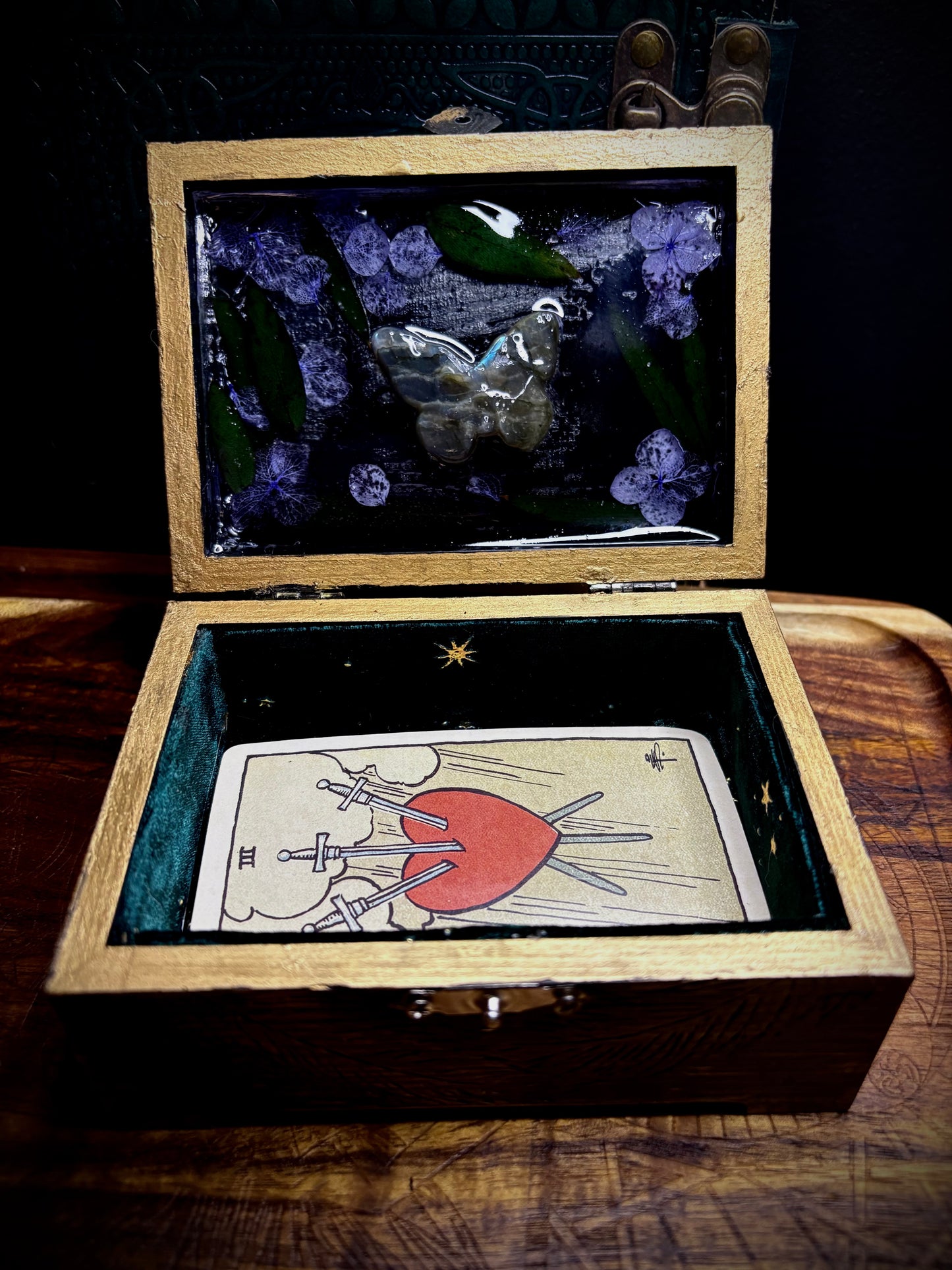The Hanged One — Hand-Painted Tarot Card Box (Original Design)