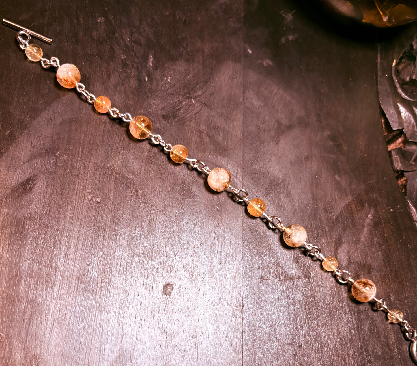 Sunfire Citrine Bracelet — 7.5” Stainless Steel Toggle